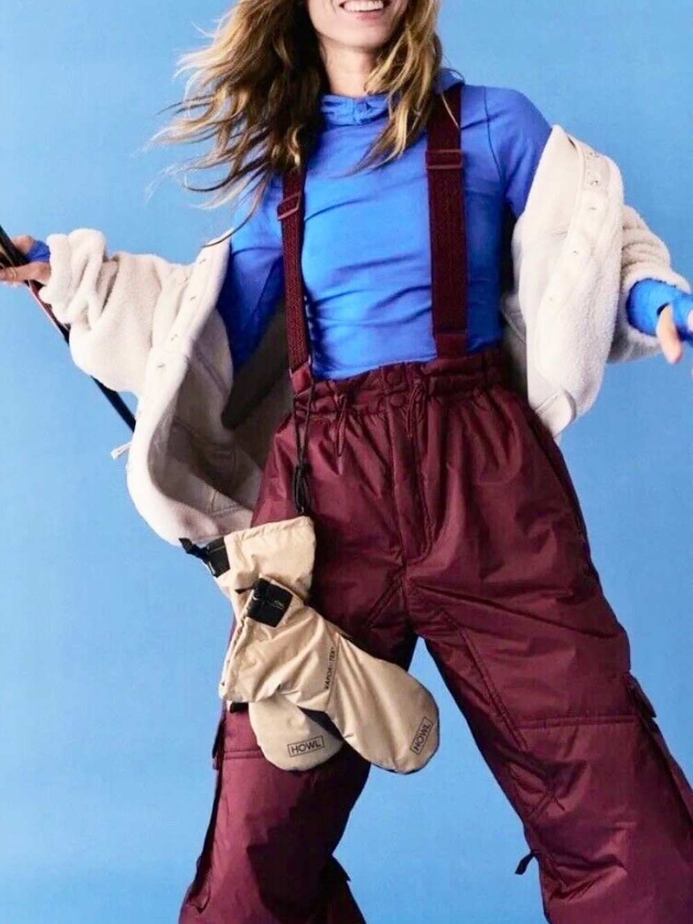 Free People Burgundy Track Joggers with Adjustable Suspenders